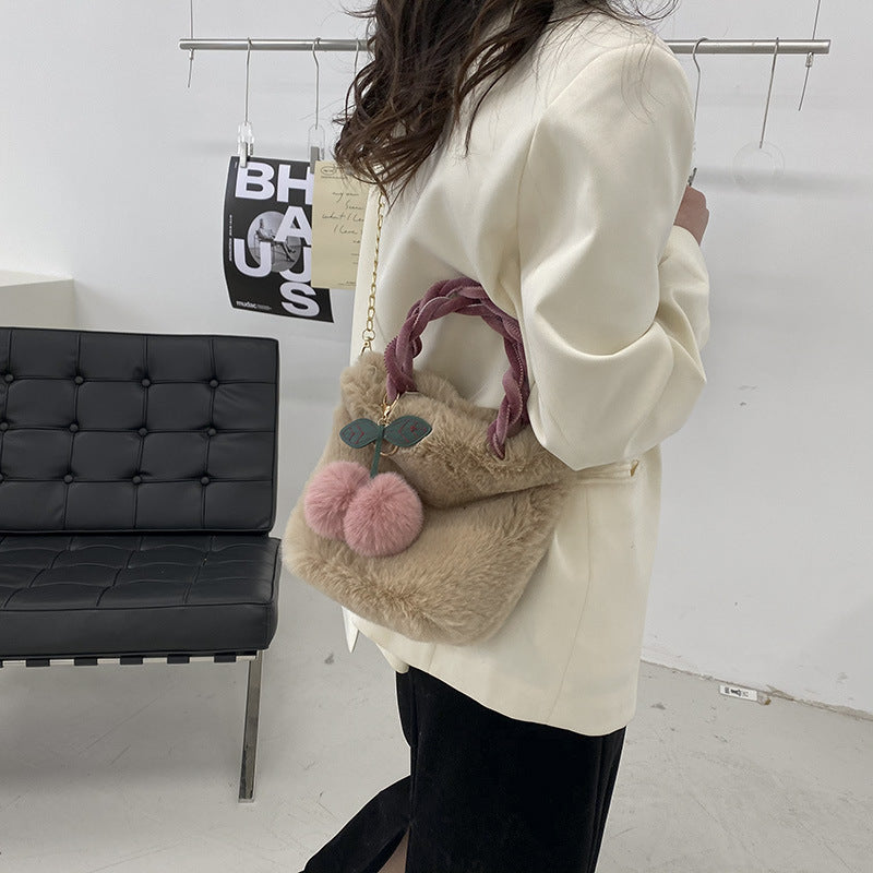 Sac Fourre-Tout en Peluche Grande Capacité | Sac de Voyage Luxe Hiver Doux et Tendance