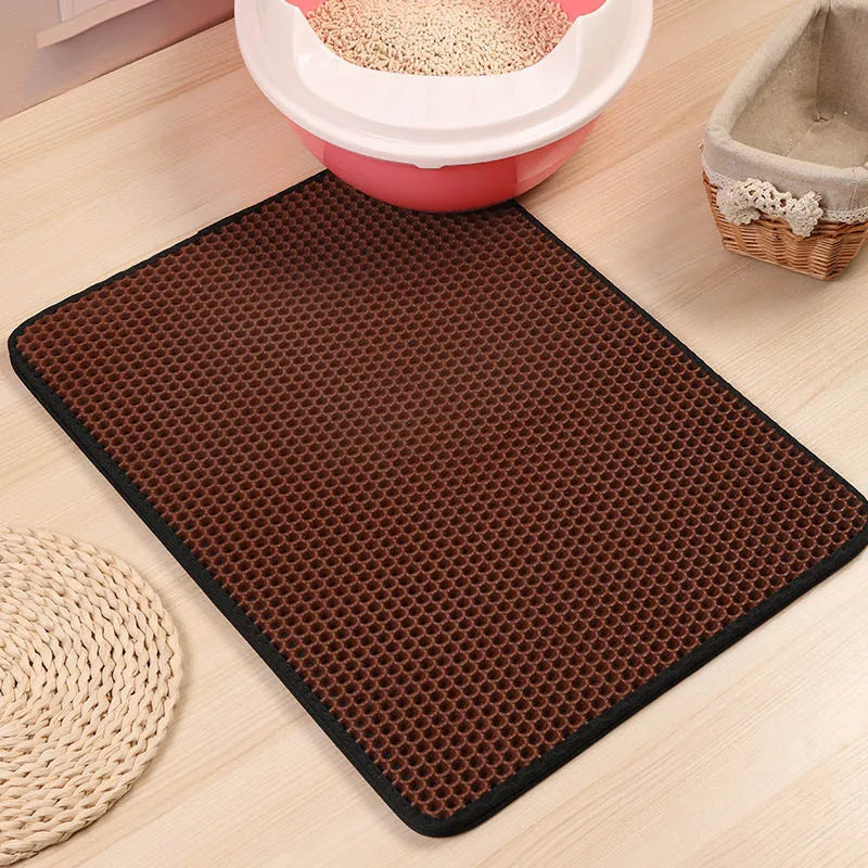 Tapis de litière imperméable pour chat pliable Double couche fond antidérapant