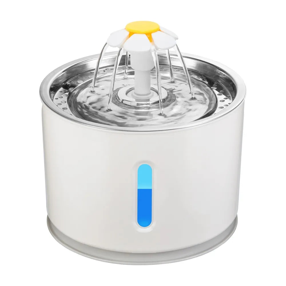 Distributeur d'eau automatique pour animaux de compagnie 2,4 l avec LED USB électrique pour chien et chat