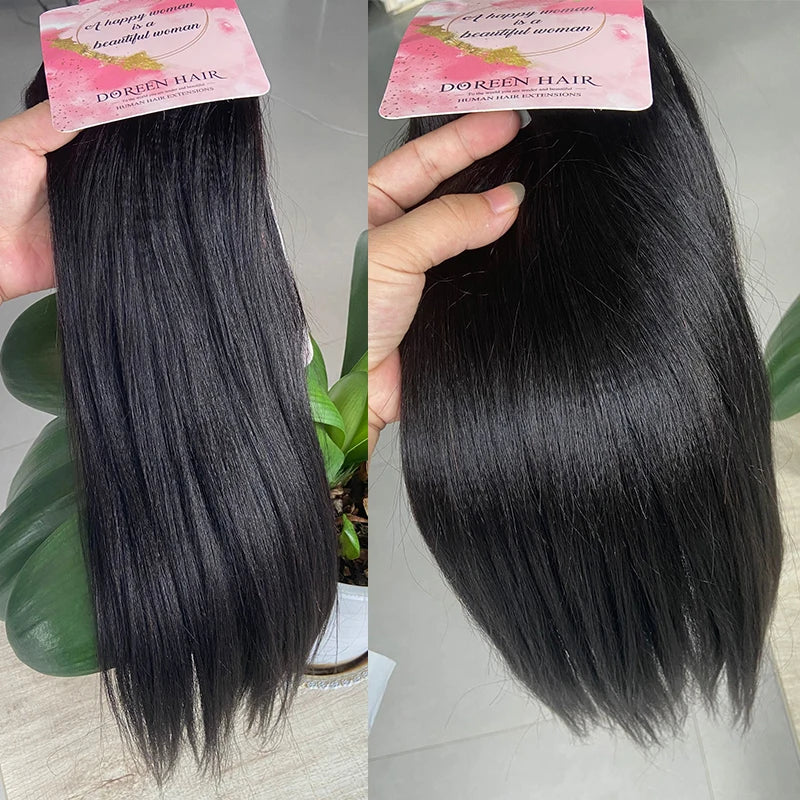 Cheveux Yaki pince en pleine tête 200g réel naturel pince à cheveux humains