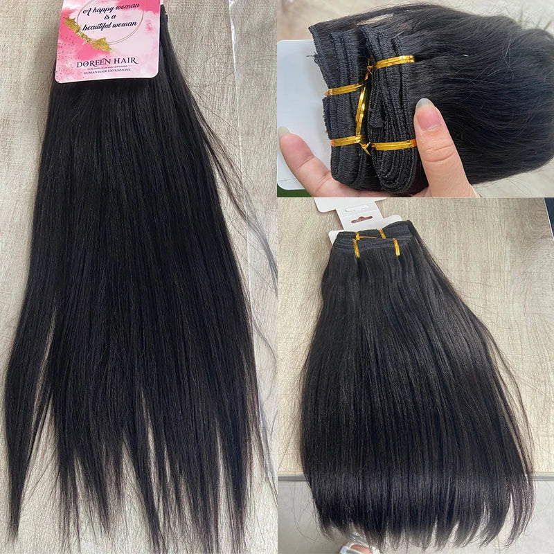 Cheveux Yaki pince en pleine tête 200g réel naturel pince à cheveux humains