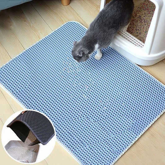 Tapis de litière imperméable pour chat pliable Double couche fond antidérapant