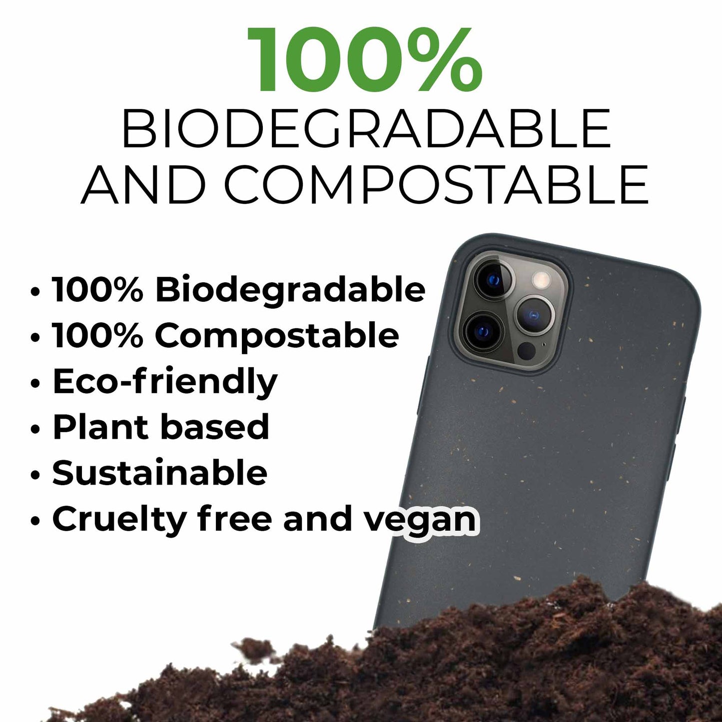 Coque de téléphone personnalisée biodégradable - Noir