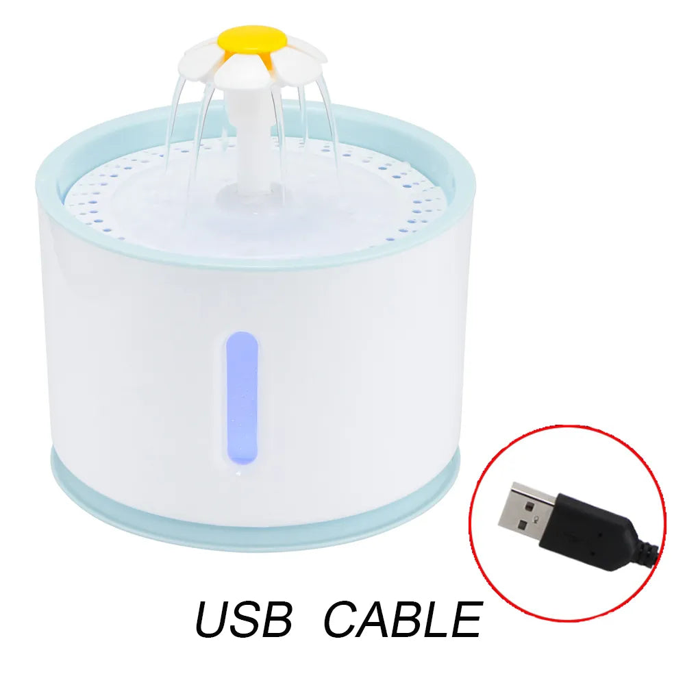 Distributeur d'eau automatique pour animaux de compagnie 2,4 l avec LED USB électrique pour chien et chat